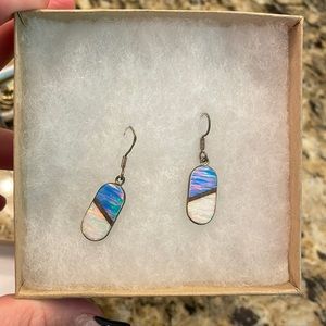 White and Blue Iridescent Earrings